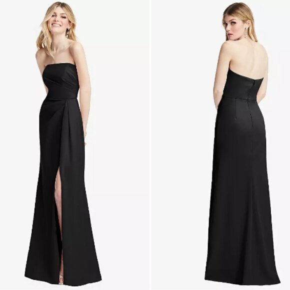 After Six Strapless Pleated Faux Wrap Front Slit Trumpet Gown Black 20R - Picture 11 of 11
